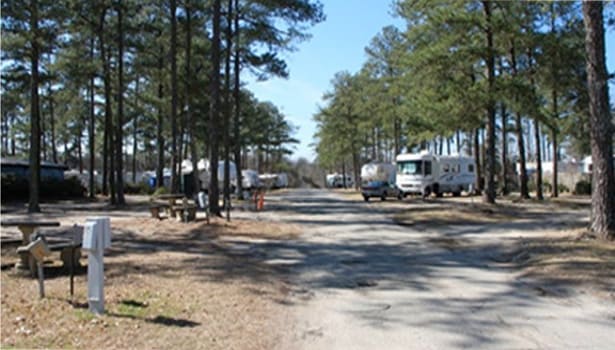 Entrance to recreational camper vehicle center and campground in Byron Georgia